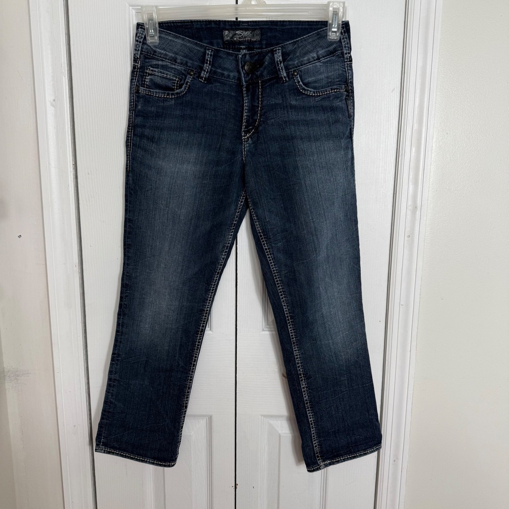 Silver Jeans Co Suki Capri 27 Blue Dark Wash Y2K Curvy Mid Rise Denim